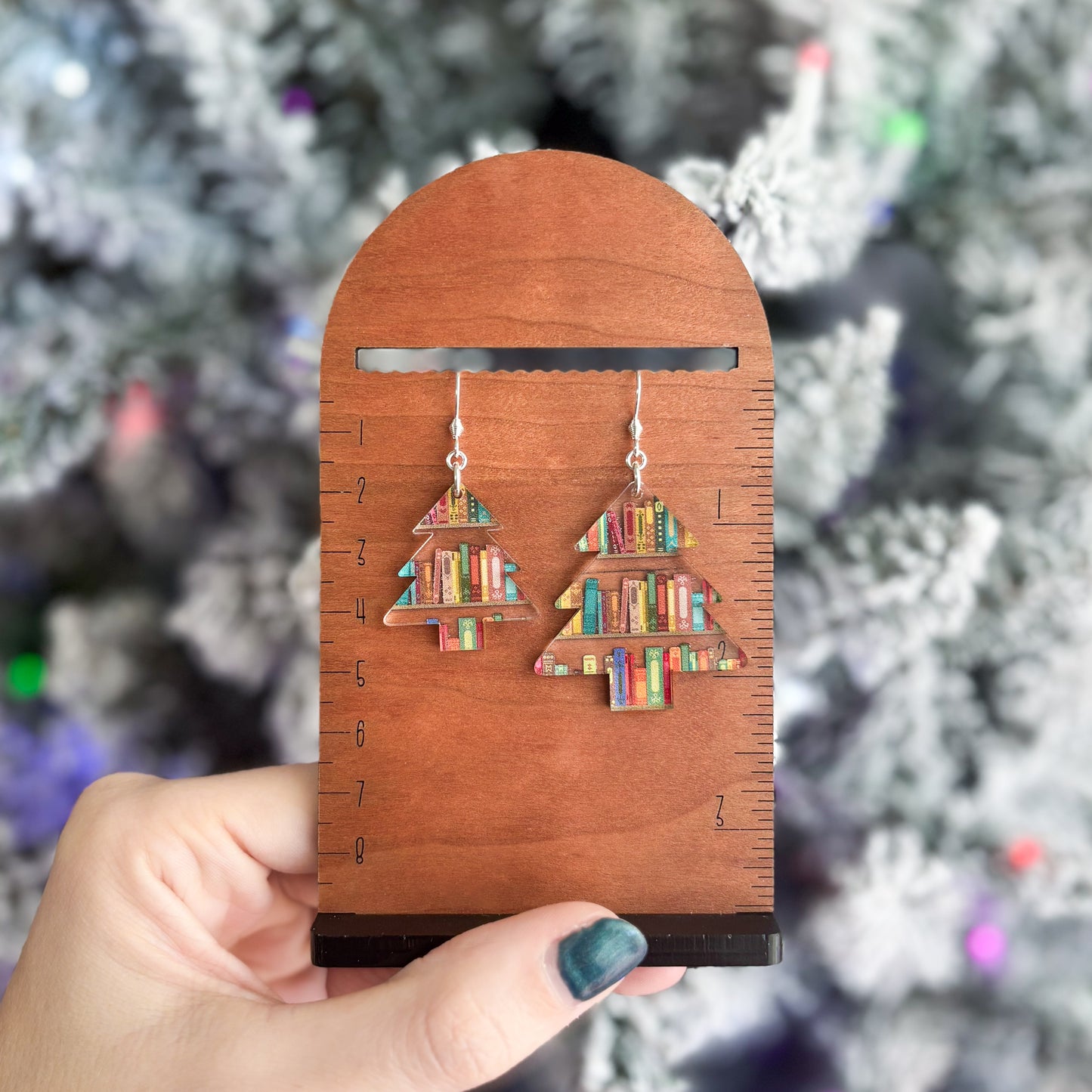 Leopard Print Christmas Tree Earrings