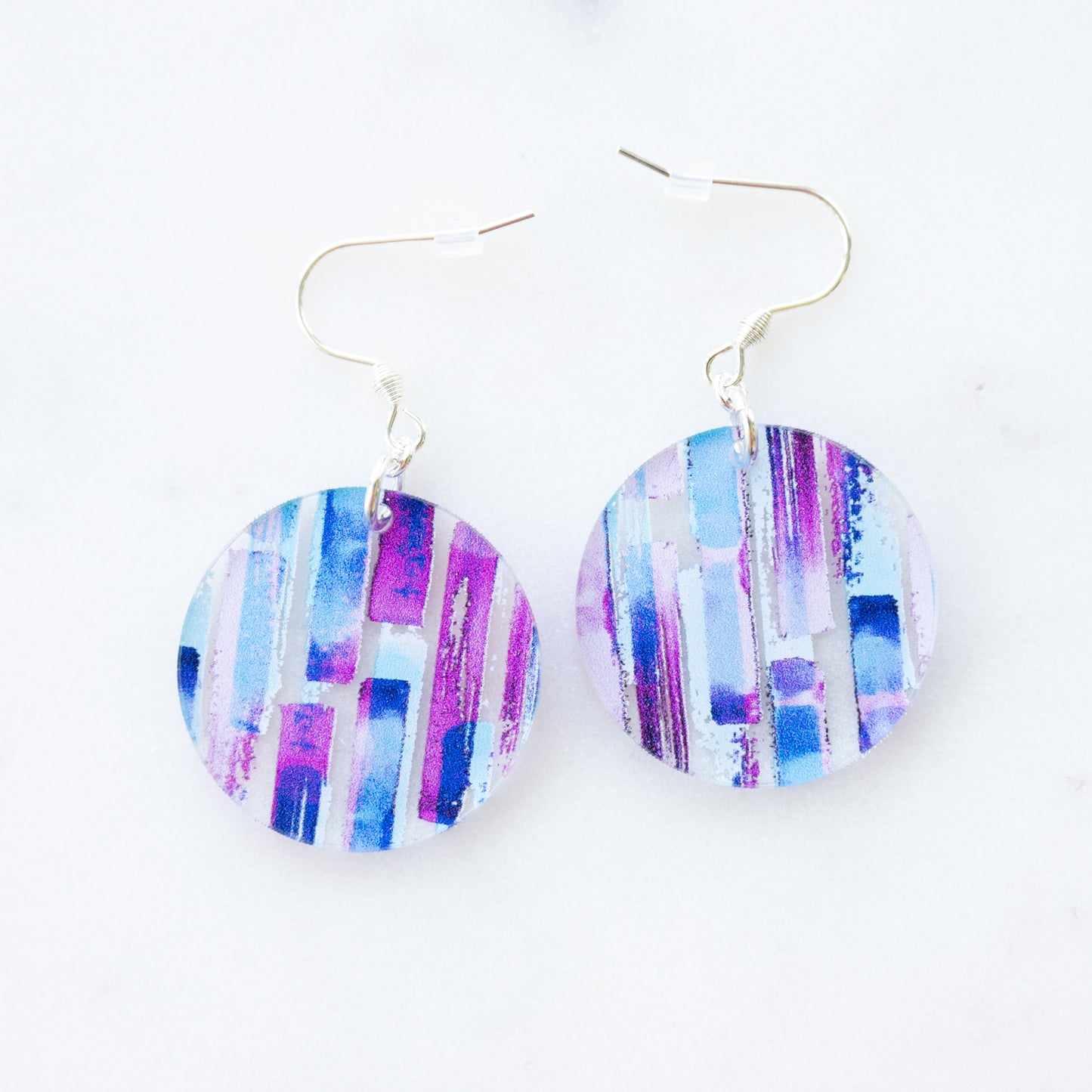 Purple and Blue Statement Earrings