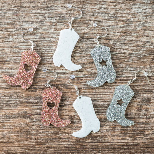 Glitter Cowgirl Boot Earrings