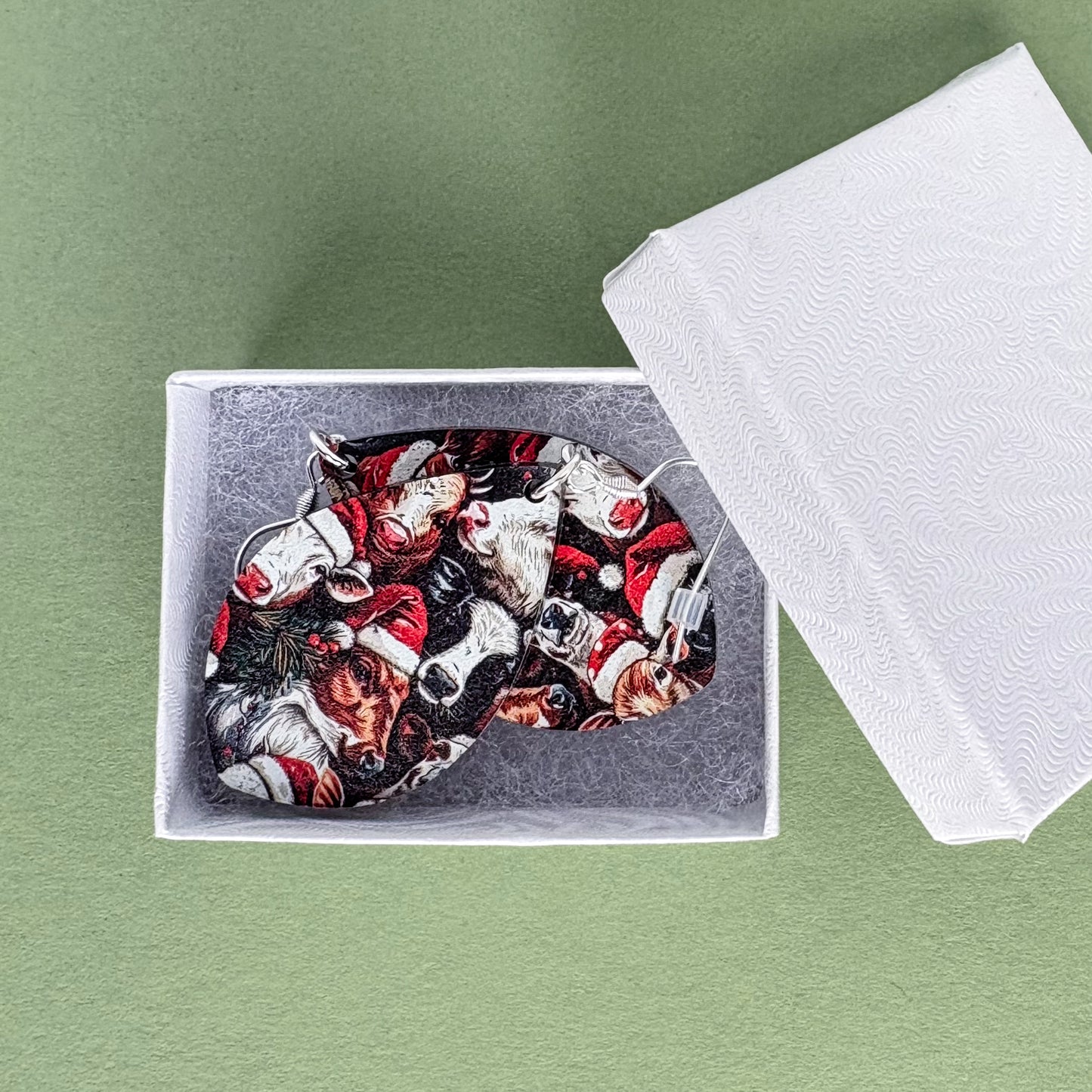 Christmas Cow Earrings