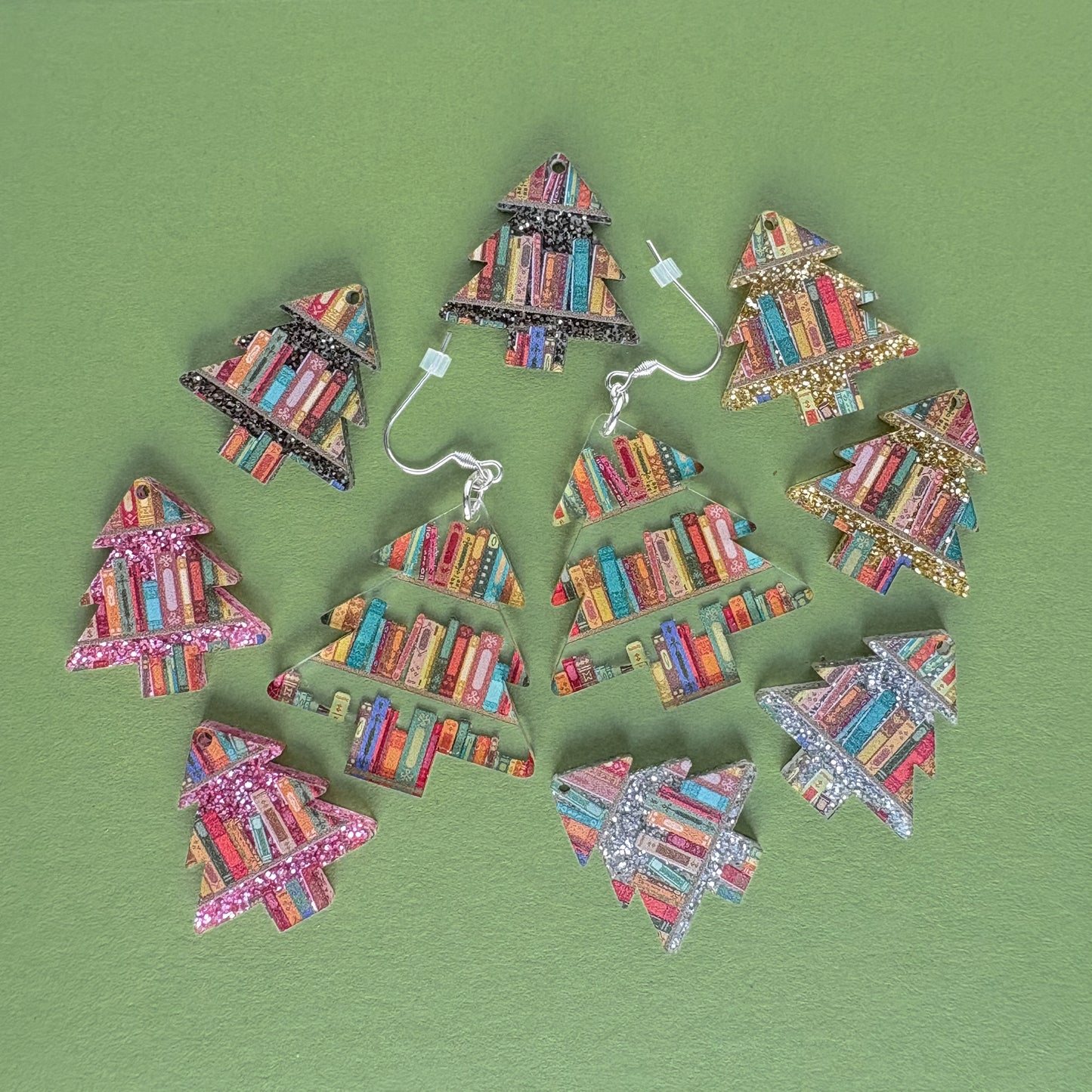 Christmas Tree Book Earrings