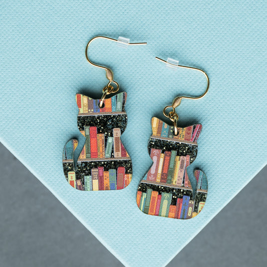 Cat Book Earrings