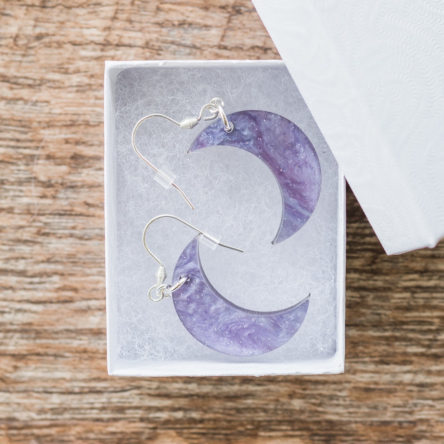 Crescent Moon Earrings Purple