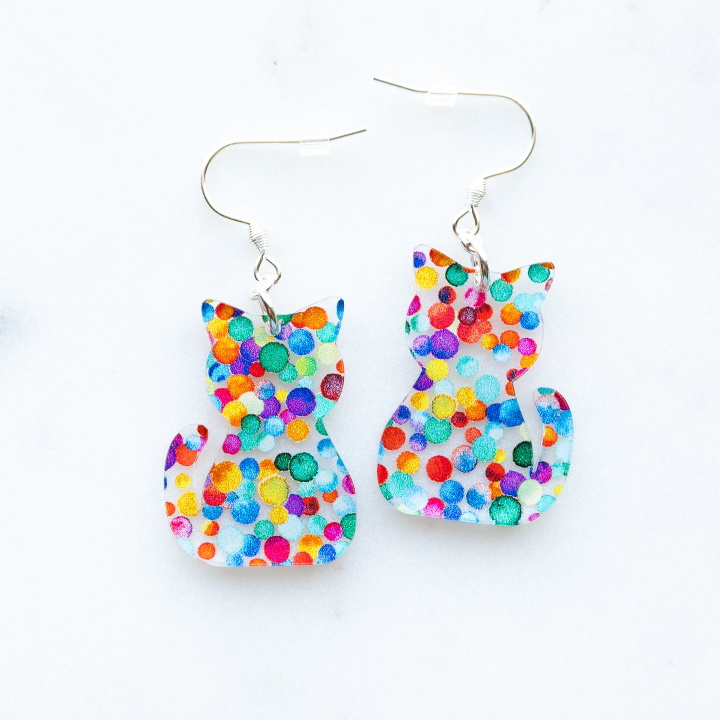 Rainbow Dot Cat Earrings