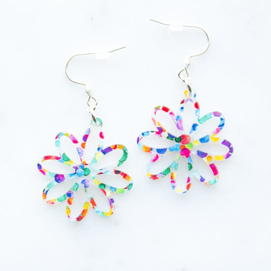 Rainbow Dot Flower Earrings