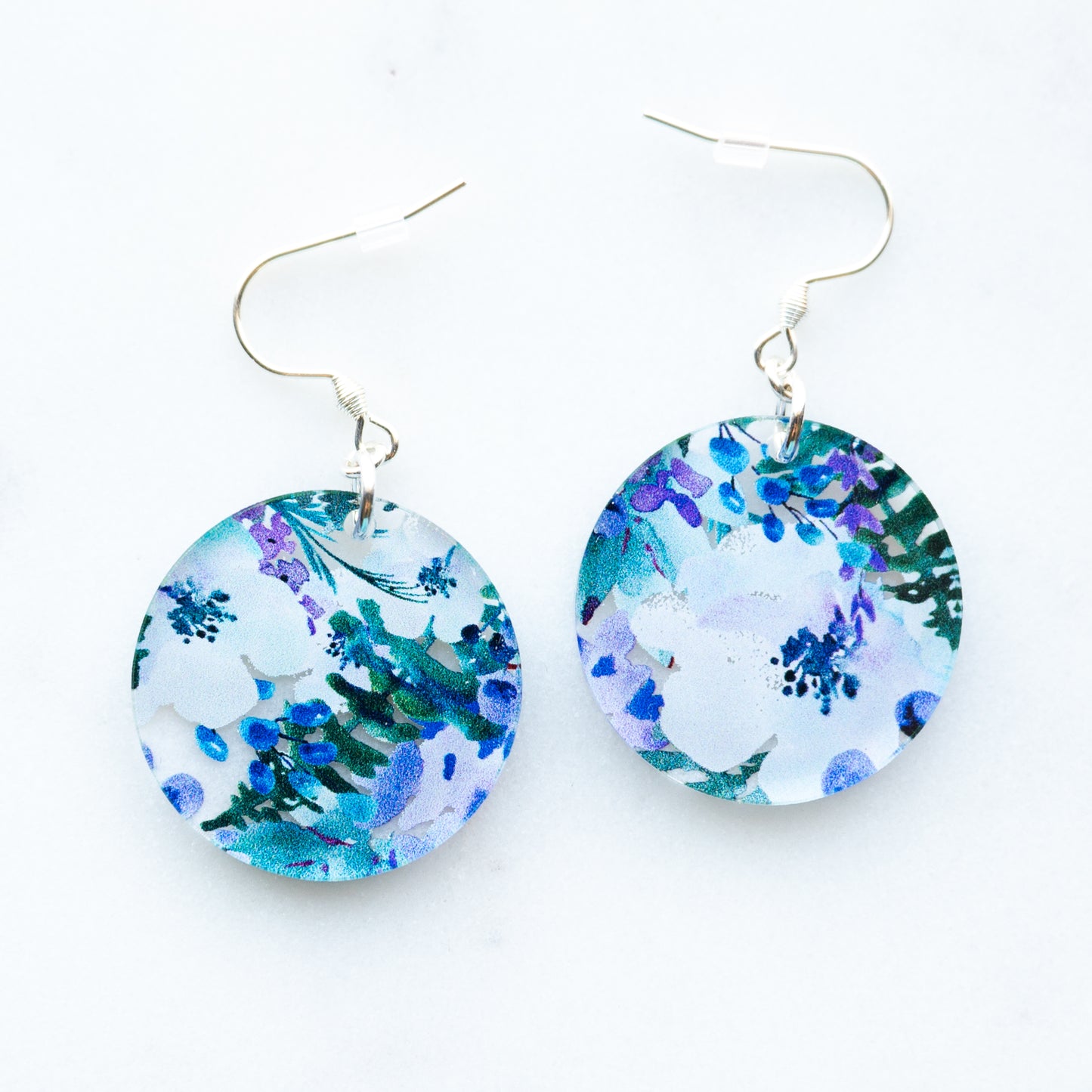 Purple & Blue Floral Earrings