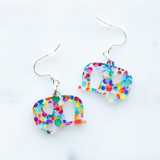 Camper Trailer Earrings Rainbow Dot