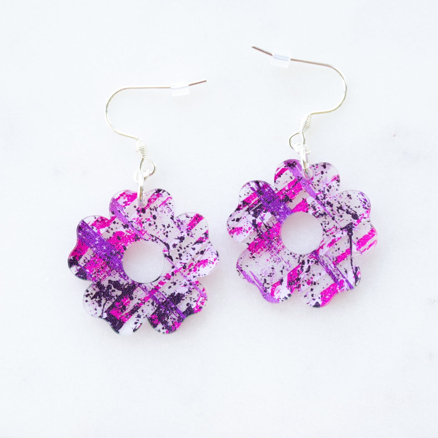 Purple and Pink Statement Earrings