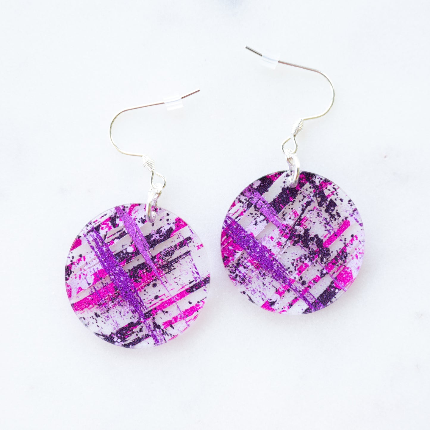 Purple and Pink Statement Earrings