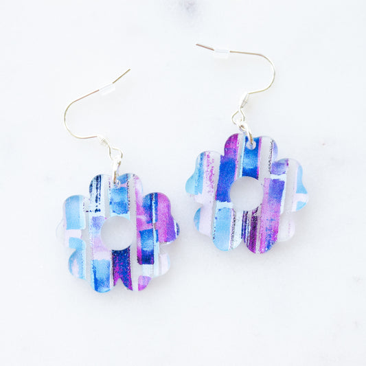 Purple and Blue Statement Earrings