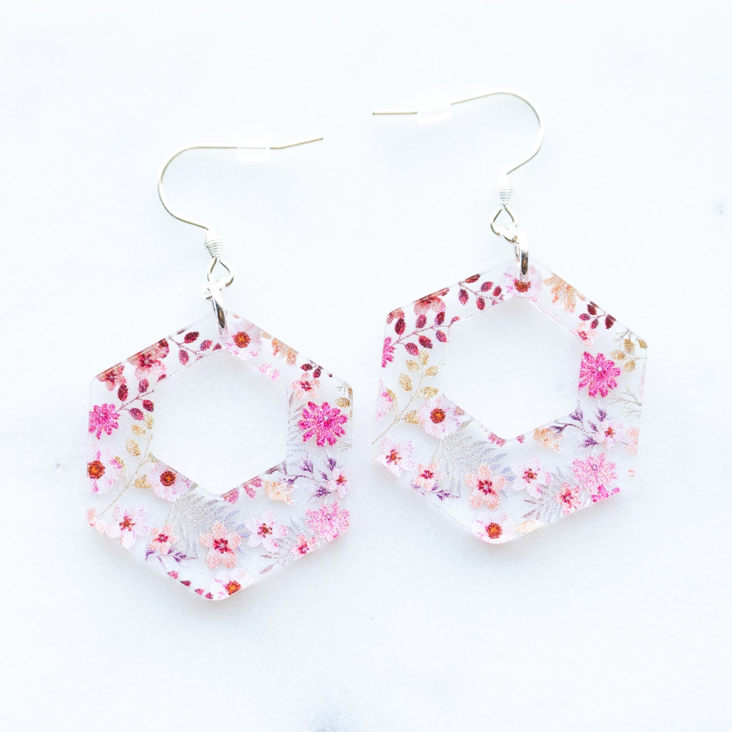 Pink Flower Earrings