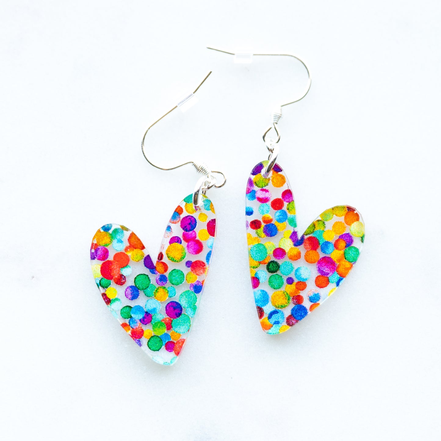 Rainbow Dot Heart Earrings