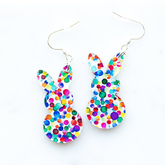 Rainbow Easter Bunny Earrings